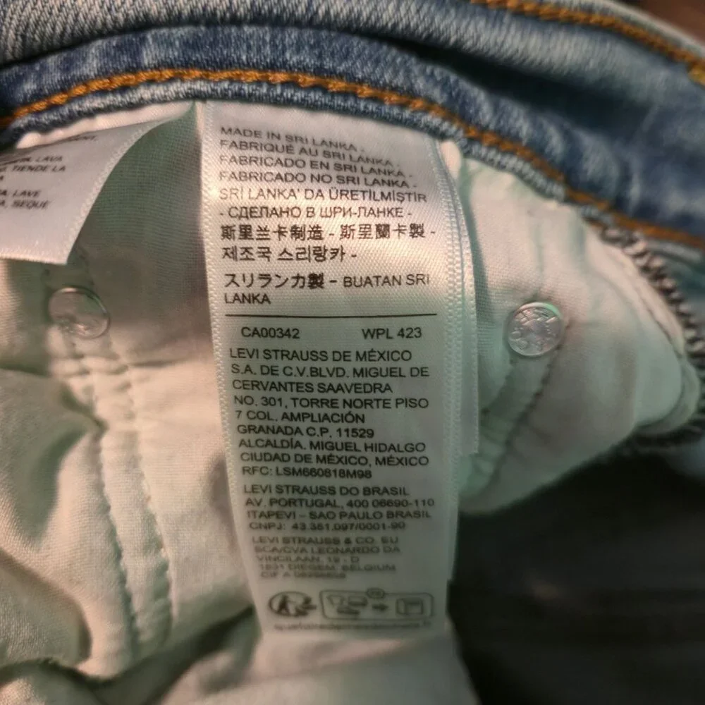 Levi's ribcage Straight jeans womens 29 light-wash blue raw-hem button-fly - Picture 12 of 12